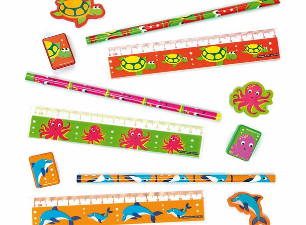 Yellow Moon Sealife Buddies 4-piece Stationery Set - Pack of 4