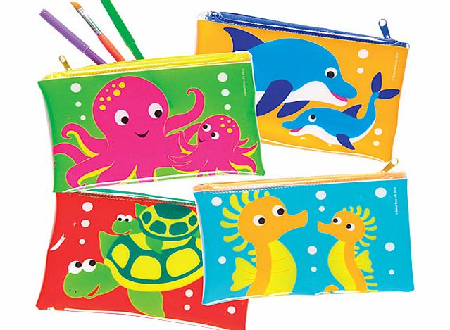 Yellow Moon Sealife Buddies Pencil Cases - Pack of 4