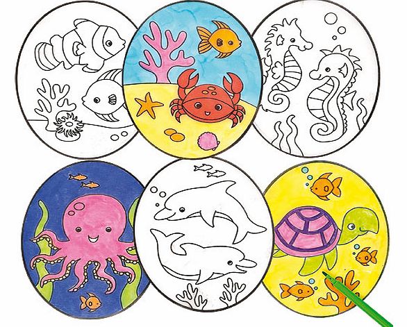 Yellow Moon Sealife Colour-in Window Decorations - Pack of 12