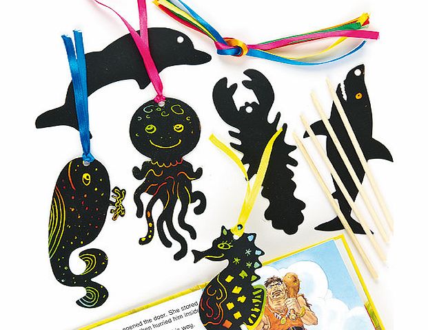 Yellow Moon Sealife Scratch Art Bookmarks - Pack of 12