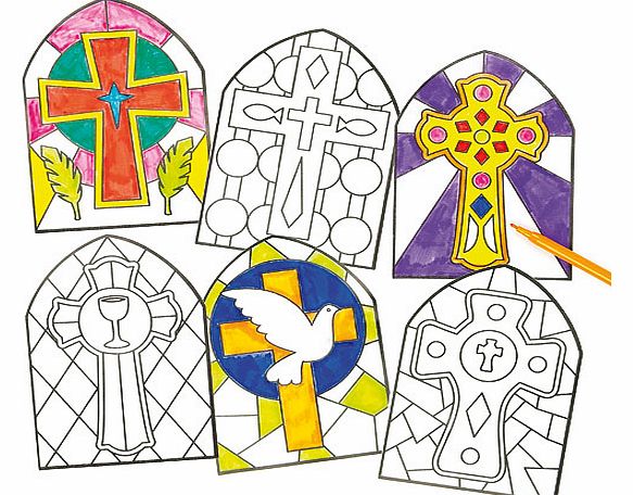 Stained Glass Effect Cross Window Decorations -