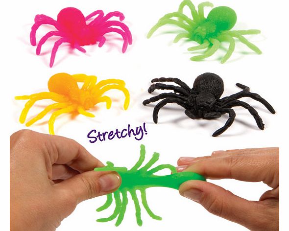 Yellow Moon Stretchy Spiders - Pack of 12