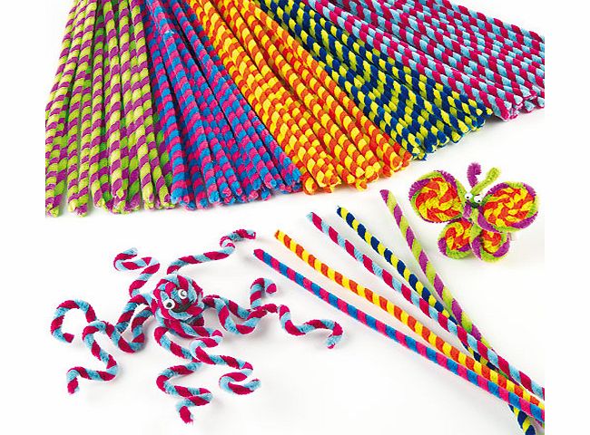 Yellow Moon Stripy Pipe Cleaners Value Pack - Pack of 50