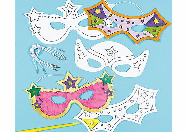 Yellow Moon Super Hero Colour-in Masks - Pack of 6