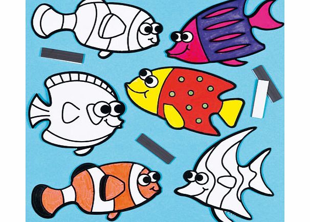 Yellow Moon Tropical Fish Velvet Colour-in Magnets - Pack of 8