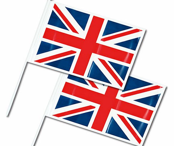 Yellow Moon Union Jack Waving Flags - Pack of 8