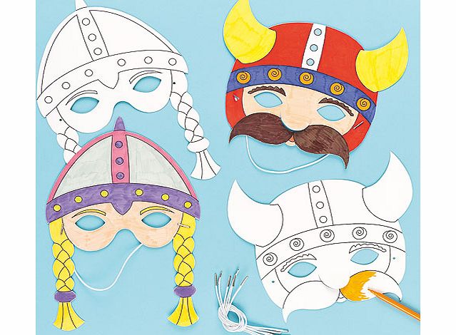 Yellow Moon Viking Colour-in Masks - Pack of 6