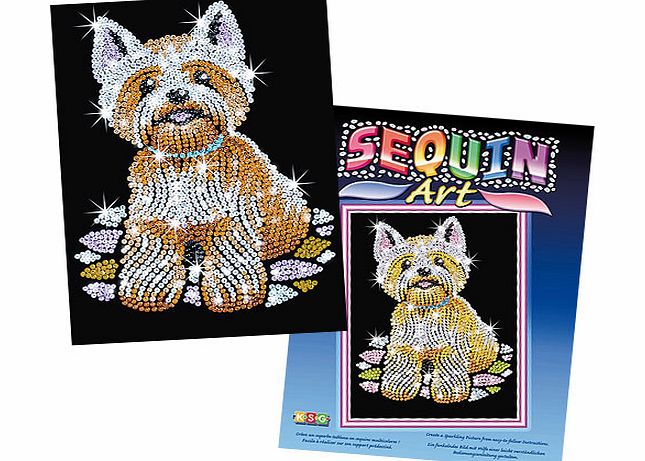 Yellow Moon Westie Sequin Art - Each