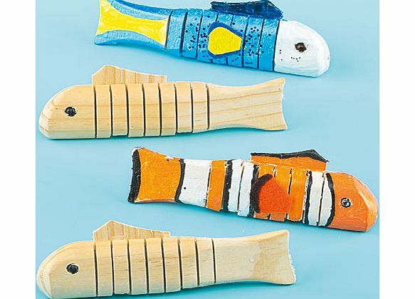 Yellow Moon Wooden Fish - Pack of 4