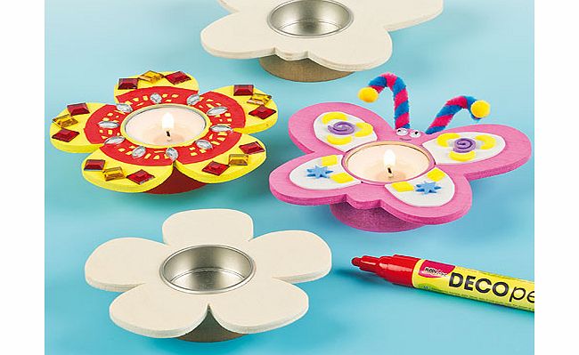 Wooden Flower  Butterfly Tealight Holders -