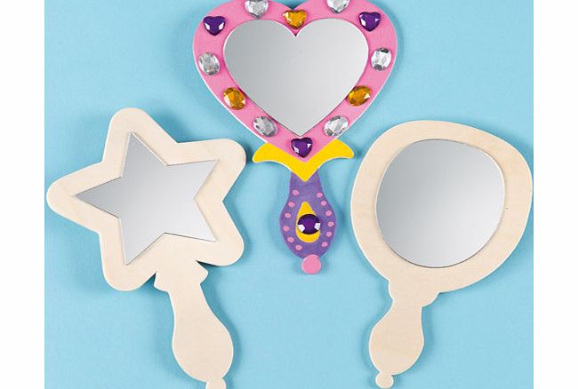 Wooden Mirrors - Pack of 3