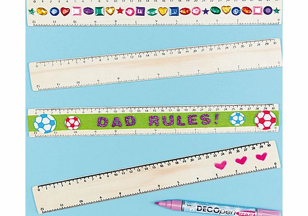 Yellow Moon Wooden Rulers - Pack of 6