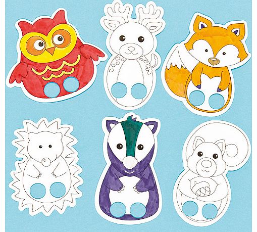 Yellow Moon Woodland Animal Colour-in Finger Puppets - Pack
