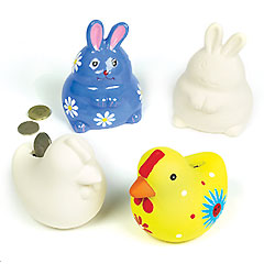 yellowmoon Ceramic Hen and Bunny Banks