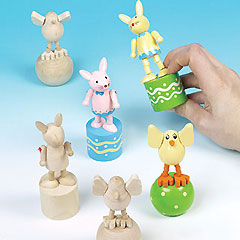 Dancing Wooden Chick and Bunny