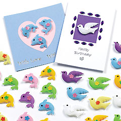 yellowmoon Doves and Dolphins Fabric Stick-Ons