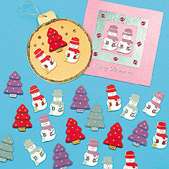 Stick-on Wooden Snowmen/Trees