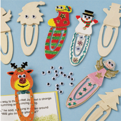 Wooden Wiggle-Eye Xmas Clip Bookmarks