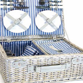 Yellowstone 4 Person Wicker Picnic Basket with Cooler Compartment