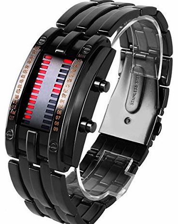  Luxury Men Black Stainless Steel Date Digital LED Bracelet Sport Watch Xmas Gift #3