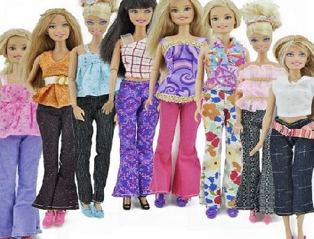 Yiding 5 Sets =5 Clothes Outfit 5 Trousers Pants for Barbie Doll Random Style
