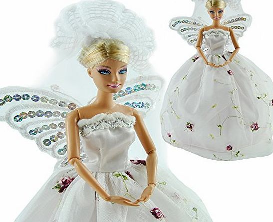 Yiding Fashion Handmade Wedding Party Dress Clothes Gown With Wings For Barbie Dolls