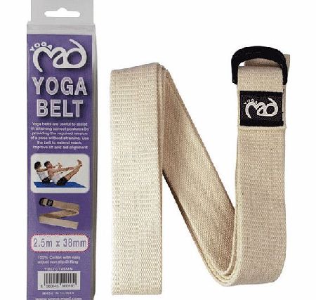 Yoga-Mad Cotton Yoga Belts Wide (Natural with D Rings)