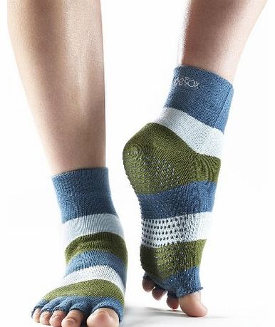 Yoga-Mad Half ToeSox - Blue/Green, Medium