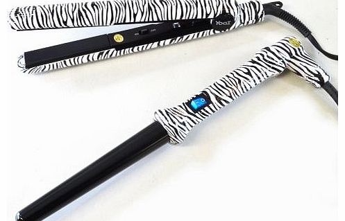 Gift Pack Zebra Hair Straightener and Wand Set Black/ White