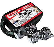 York 15Kg Chrome Dumbell Set In A Carry Case