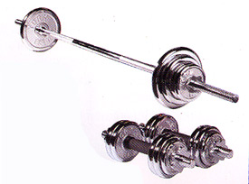 York 50Kg Chrome Barbell / Dumbell Set