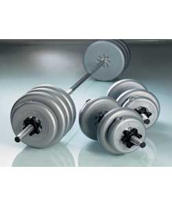 York 50kg Spinlock Vinyl Barbell/Dumbbell Set