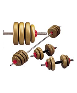York 50kg Spinlock Vinyl Barbell/Dumbell Set