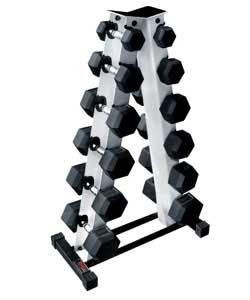 York A-Frame Rack with Rubber Hex Dumbbells