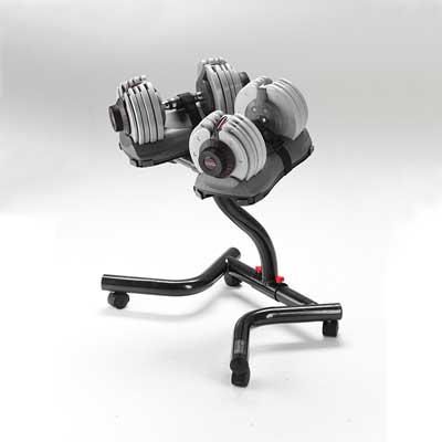 York Dial Tech 32.5kg Adjustable Dumbells (Pair)   Stand