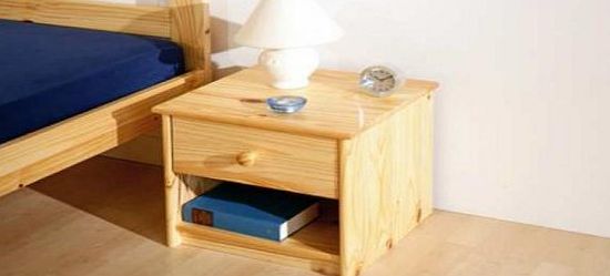 York Fitness Bedside Night Stand Storage. Pine Finish.One Drawers. Bedroom Furniture. Compact