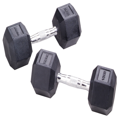 York Fitness York Rubber-Hex 1-10KG Pair Club Pack