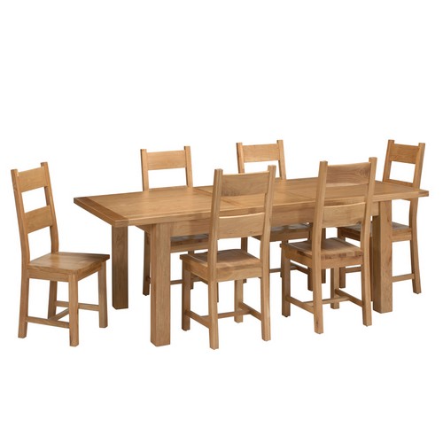Large Dining Set with 6 Wooden Seat