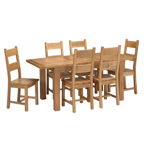 York Oak Small Dining Set with 6 Wooden Seat