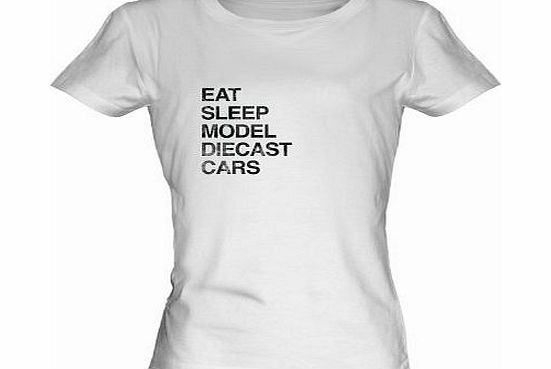 York Street Eat Sleep Model Diecast Cars Ladies T-Shirt, Size Small