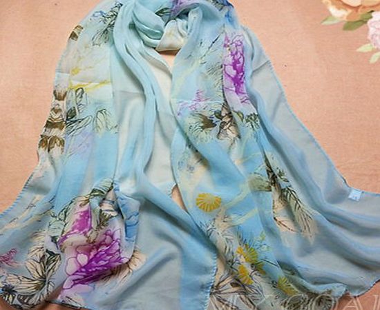 YouLookHot Flower Silk Chiffon Neck Scarves Wrap Shawl Stole Wrap Women fashionable shawl (A Light Yellow)