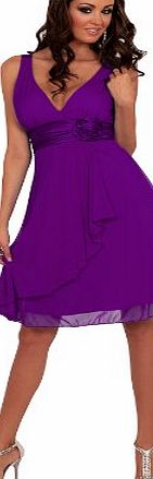 YouLookHot H1197 Designer Flowy Evening Bridesmaid Prom Cocktail Party Mini Partywear Clubwear Celebrity Style Dress (Medium(10-12), PURPLE)