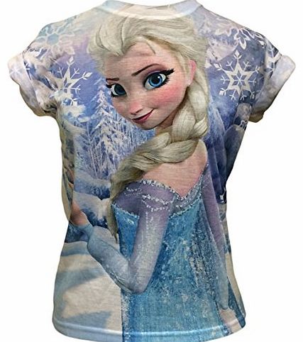 Girls Elsa The Snow Queen T Shirt Frozen Top Official Age 8-9 Years