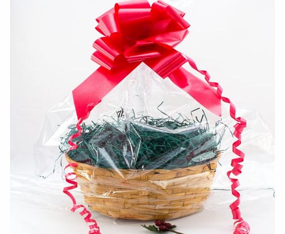 Christmas Gift Basket:The Value Basket, Green Shred, Red Bow and Christmas Gift Card, basket bag, Christmas Gift Basket, DIY Hamper Kit