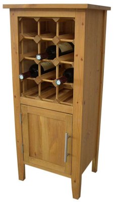Your Price Furniture.co.uk 12 Bottle Pine Wine Rack With Cupboard