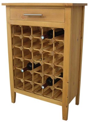 Your Price Furniture.co.uk 30 Bottle Pine Wine Rack With Drawer
