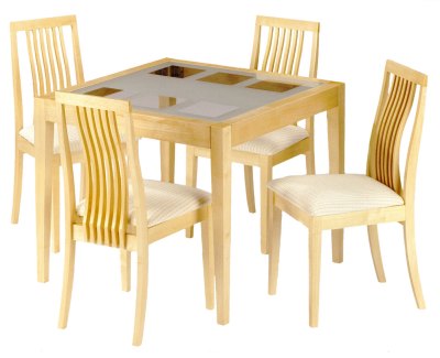Your Price Furniture.co.uk Alaska Maple and Glass Dining Set By Julian Bowen