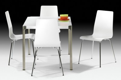 Ascot Table with White and Chrome Mandy Chairs by Julian Bowen