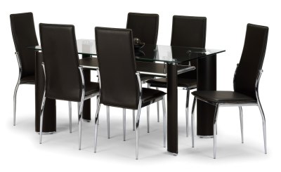 Your Price Furniture.co.uk Boston Dark Brown Faux Leather, Chrome and Glass Dining Set by Julian Bowen
