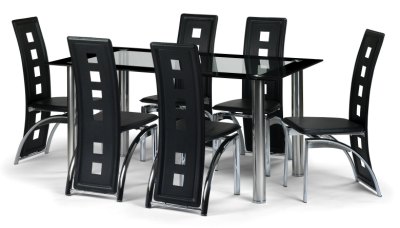 Glass Dining Room Sets on Leather Chrome And Glass Dining Set By Julian Bowen No Description